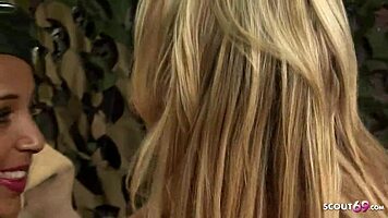 military cosplay lesbians paige ashley and romana ryder in steamy blonde and latina action with toys