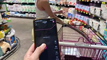 Skinny amateur walks city streets with vibrator inside her ass for public fun