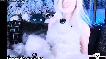 This busty pale babe teases strangers online with masturbation.