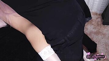 He cant resist cuming in her young 18+ pussy