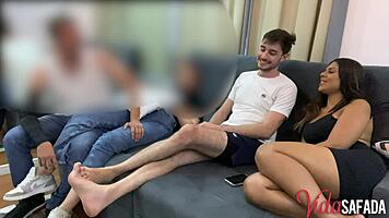 hey, check out this cuckold party with the young brunette and her tight pussy