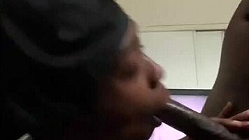 ebony takes doggystyle and swallows big black cumshot