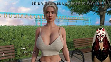 gamer girl plays steamy porn game in latex outdoors
