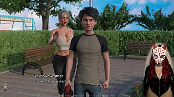 gamer girl plays steamy porn game in latex outdoors