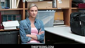 Officer catches hot teen thief Emma Hix in the shop