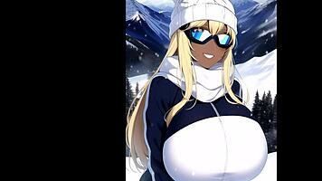 skiing girls in mountain ai art compilation