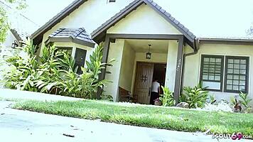 Sexy girl surprises bro's best friend naked, seduces him to fuck hard in doggystyle. What a wild ride!