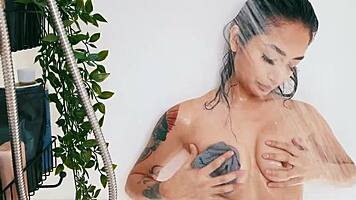 Asian Beauty Fingers Herself In Shower With Dirty Talk