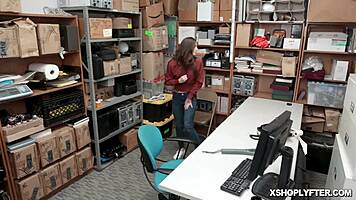 Tattooed teen 18+ gets pounded doggystyle in office ramming her pussy