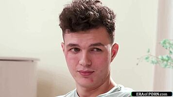 Petite brunette babysitter gives blowjob and gets anal fucked by big cock guy.