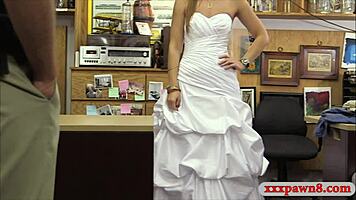Gosh, I’m caught bangin’ blonde bride in her dress!