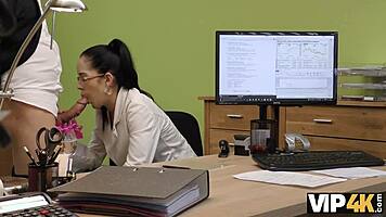 VIP4K Elis with Glasses Offers Her Body for Loan Agent Drilling