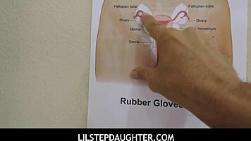 Stepdaughter Learns Handjob From Daddy In Garage