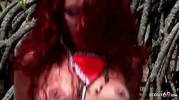 Redhead Curly Hair Latina Teen Marcia Rough Outdoor Sex At The Beach