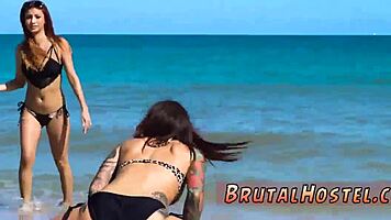 Goth teen solo excites young tourists Felicity and Jade