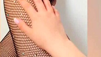 Beautiful Petite 18+ Lesbian Babe Touches Sexy Legs For Luxury Orgasm In Solo Scene.