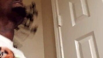 Amateur snow bunny in restrooms with big black cock