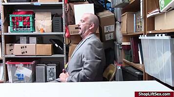 Mall Officer Boldly Fucks Teen 18+ Shoplifter At Work!