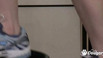 This 18yo amateur teases her hairy pussy. She plays inside sweaty panties after workout.