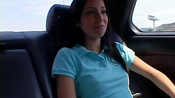 Chloe 18 showin’ her natural tits, fingering that pussy at car