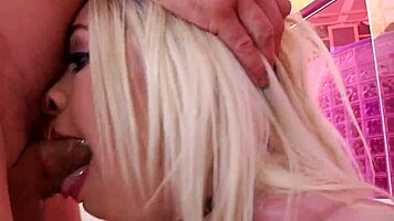 Messy Teen 18+ Sucking Cock Hard, Stroking and Gagging for Facial