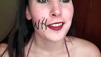 Why would this slut eat piss-covered fruits while degrading herself?