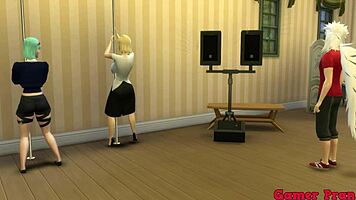 bulma and number 17 fuck jiraiya in hard anal trio