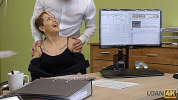 I get blowjob and fuck curvy teen 18+ during loan interview for her business