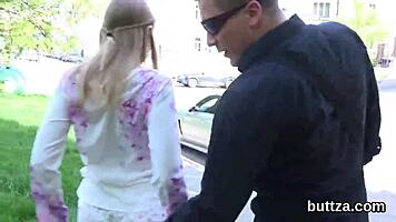 Beautiful tight teen enjoys stretching ride.