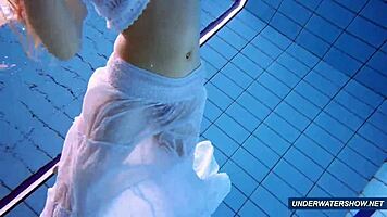 Amazing hairy underwater show by marketa in bikini at the pool 😍