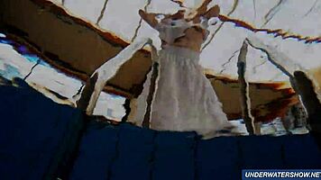 Amazing hairy underwater show by marketa in bikini at the pool 😍