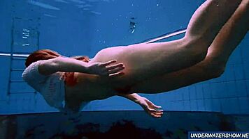 Amazing hairy underwater show by marketa in bikini at the pool 😍