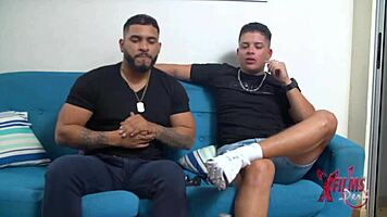 Two Guys Sodomize Petite Redhead Venezuelan In Her Living Room