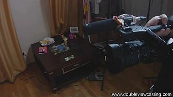 Lisa, the Russian brunette, risks her tight ass in POV casting, leading to gaping and cum.