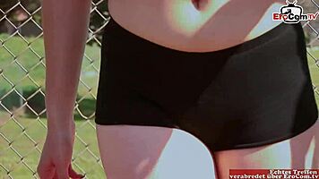 bbc stretches tight brunette slut with natural tits hard