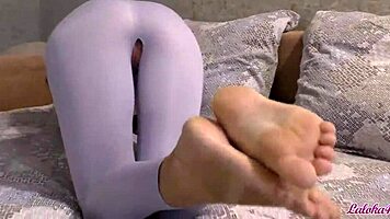 Babe in glasses rides dick after yoga, then blowjob for creampie