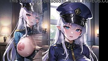 Ever seen a naked big tits police officer flaunting her booty in uncensored hentai ASMR?