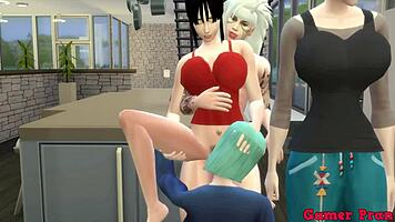 hinata and friends have wild orgy in kitchen