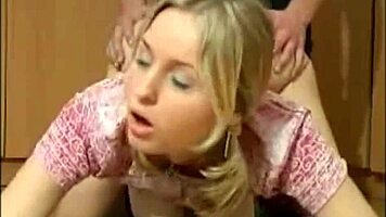 sexy teen blows boyfriend then doggy fucks hard