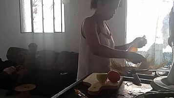 brazilian latina enjoys casual lunch with friend after workout