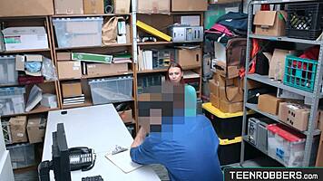 Redhead thief feels rough punishment in office