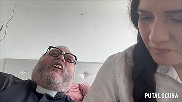 Putalocura - Padre Damián Creampies Sexy Mexicana in Schoolgirl Cosplay in Bedroom