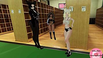 You get dominated by three hot girls' feet in VRChat