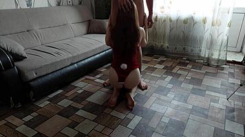 Cute Japanese Teen 18+ in Bunny Costume Gives Blowjob