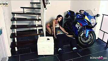 deutsche milf seduces young neighbor for stairwell fun
