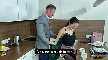 Director got wild fuckin’ that naughty teacher, oops, came on her glasses!