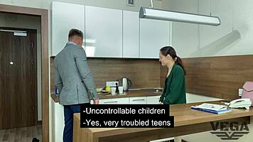 Director got wild fuckin’ that naughty teacher, oops, came on her glasses!