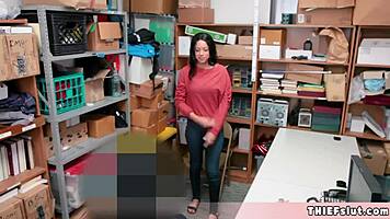 cute shoplifter chick caught for strip search and punish fuck