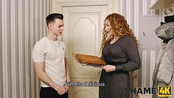 Shame4k - Curly Redhead Surprises New Neighbor with Pie and Oral Delight