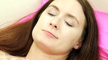 super cute teen 18+ has orgasm on sofa 😍